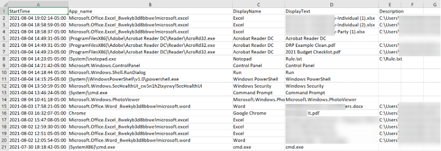 Application Launch Time and Parameters