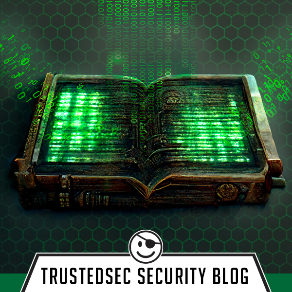 More Active Directory for Script Kiddies - A black book open with glowing green text